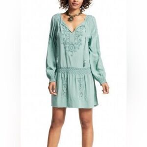 Calypso St. Barth Dadra Sage Silk Green Embroidered Elegant Embroidered Dress S